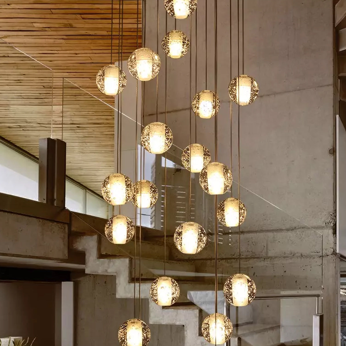 Modern Nordic Hanging Pendant Lights for Staircase, Height Adjustable Pendant Hanging Lights