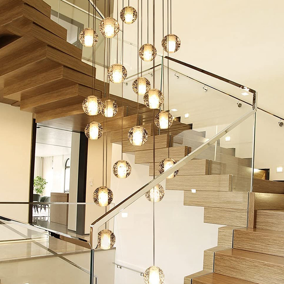 Modern Nordic Hanging Pendant Lights for Staircase, Height Adjustable Pendant Hanging Lights