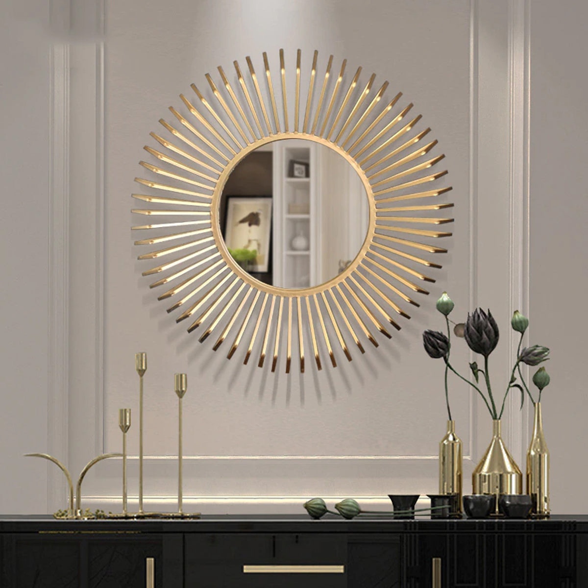 Gold Sun Mirror Wall Decor