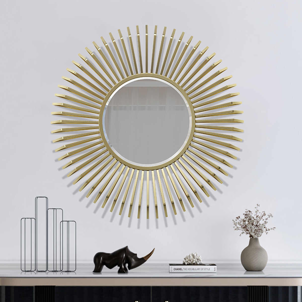 Gold Sun Mirror Wall Decor