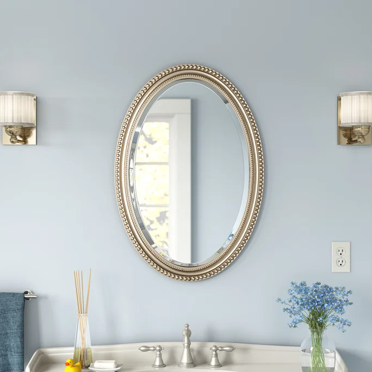 Beaded Oval Wall Mirror