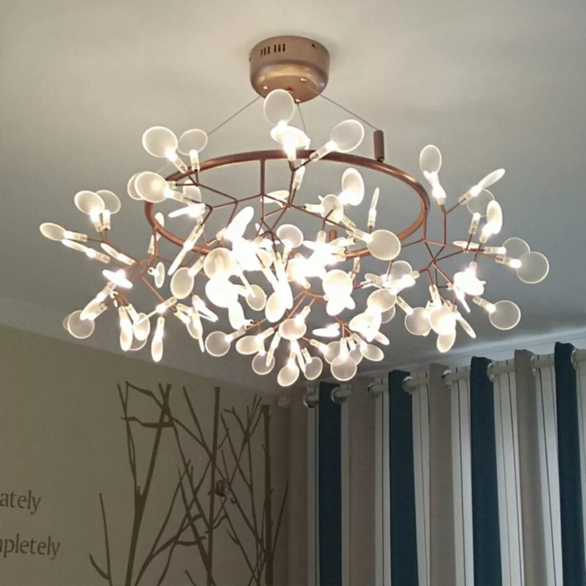 Modern FireflyTree Branch Crystal Chandelier Acrylic Shade & Metal Body Perfect For Any Room