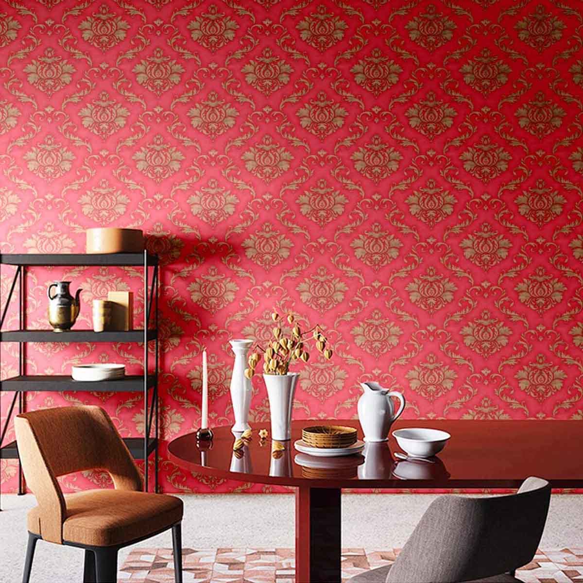 Red Damasks Wallpaper