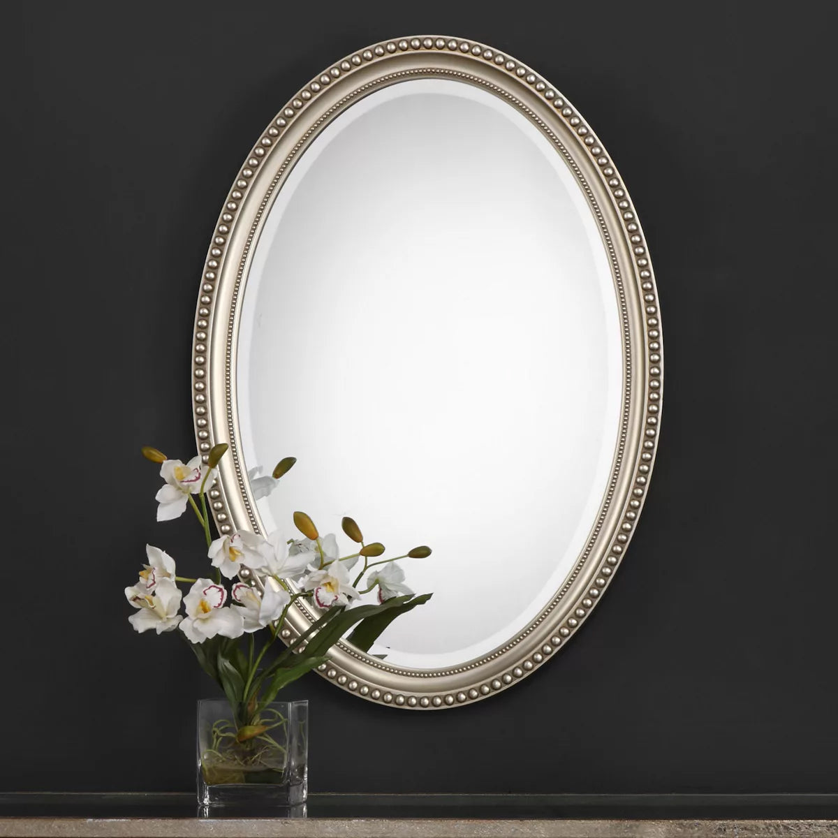 Beaded Oval Wall Mirror